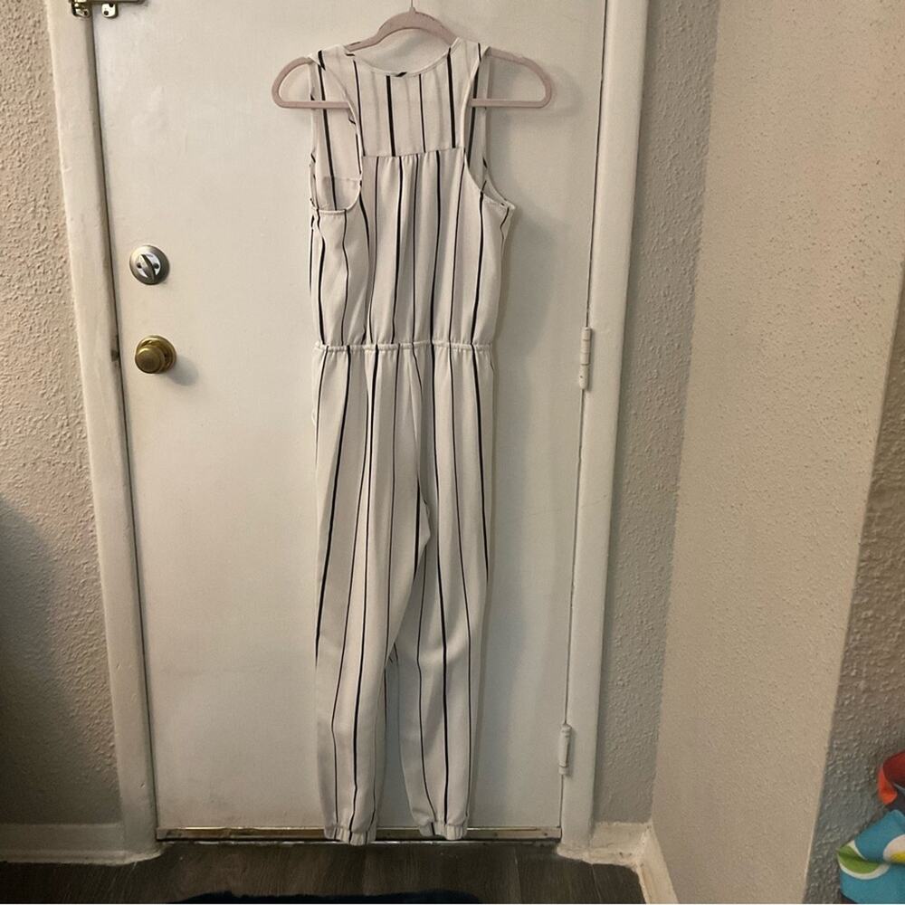 Iris Basic Black/White Stripes Jumpsuit Sleeveles… - image 2